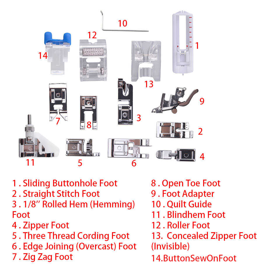 14pcs Sewing Machine Presser Foot Feet fit for Low Shank Husqvarna