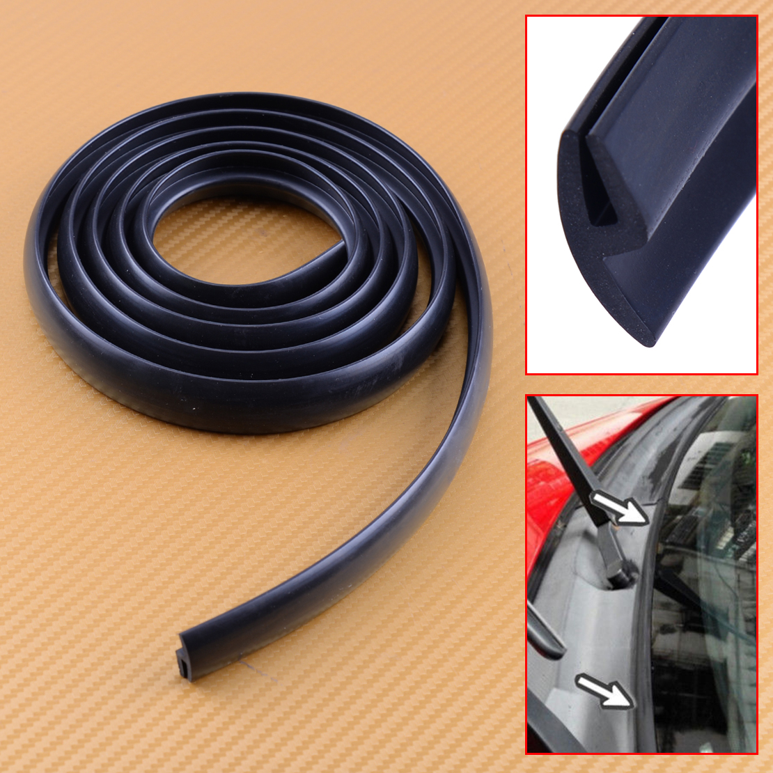 1.7M Black Car Front Under Windshield Panel Sealed Trim Moulding Rubber