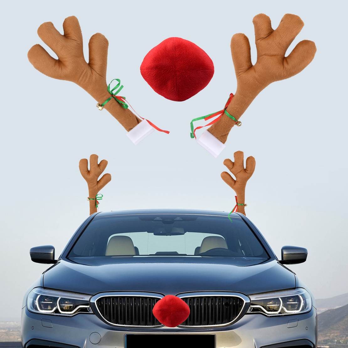 2021 rentier weihnachten dekor auto fahrzeug nase horn kostüm set