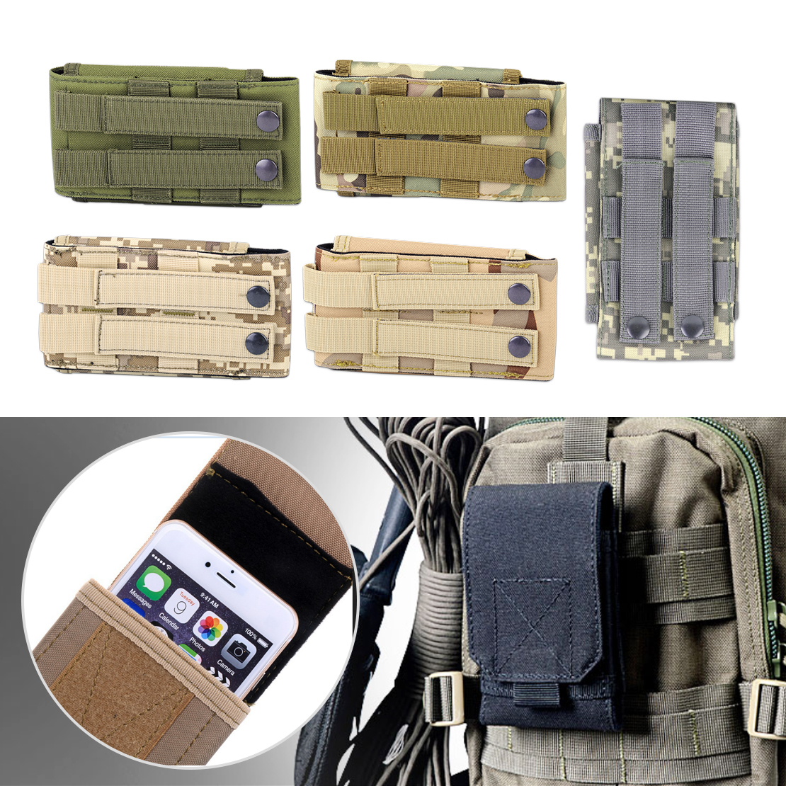 Universal Tactical Army MOLLE Phone Pouch Case Belt Bag Fit For ...
